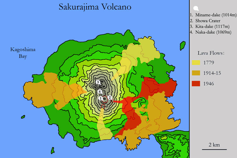 Sakurajima geological sketch map
