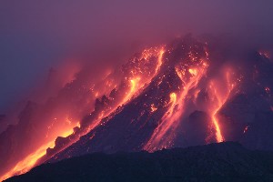 Soufriere Hills Volcano Lava Dome Night