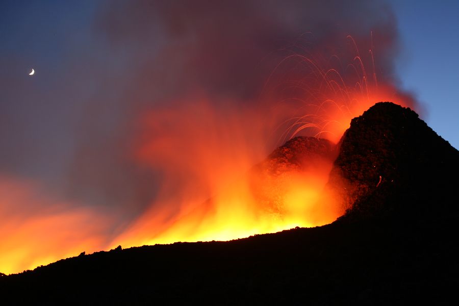 Etna Hornito Eruption with Lava Flow