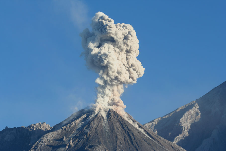Santiaguito Lava Dome Ash Eruption