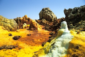 Dallol volcano, colourful salt crystals