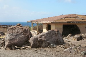 Large Boulders deposited by Lahars in Plymouth Montserrat