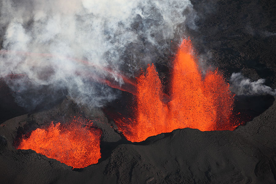 Bardarbunga Volcano, Holuhraun fissure eruption, Lava fountains