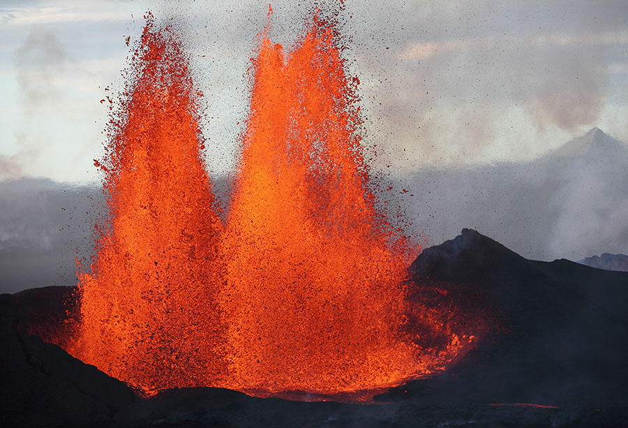 Lava fountain, Bardarbunga volcano, Holuhraun Fissure Eruption, 2014