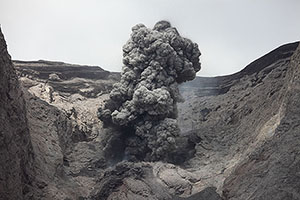 Eruption of ash cloud, Batu Tara Volcano