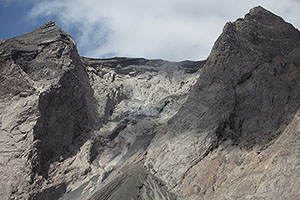 Close-up of crater and surrounding flanks, Batu Tara volcano, Indonesia