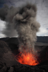 Bromo volcano strombolian eruption 2010-2011