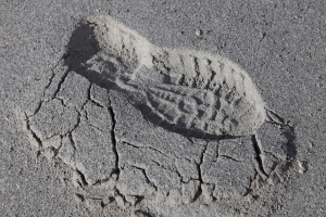 Footprint in volcanic ash, Bromo volcano