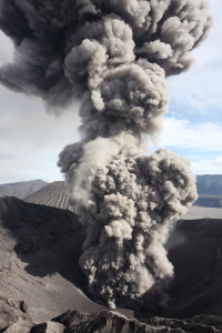 Eruption of ash cloud by Mount Bromo Volcano