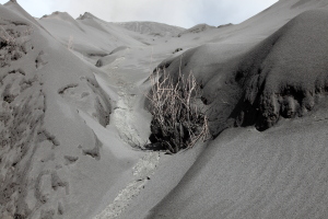 Trail left by rolling lava bombs, Bromo volcano
