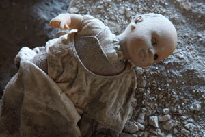 Doll stuck in lahar deposits, Chaiten
