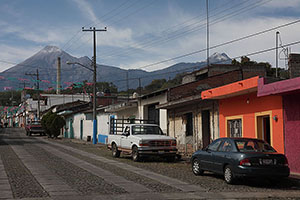 Village east of Colima volcano
