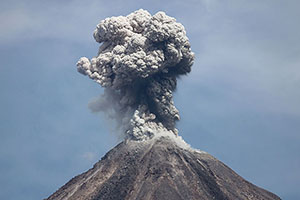 Ash cloud following explosive eruption of Colima volcano