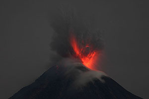 Nighttime eruption, Fuego de Colima volcano, Mexico