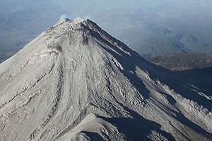 Aerial view, Fuego de Colima volcano, Mexico