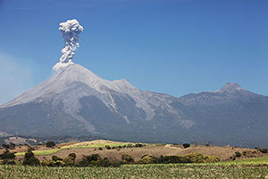 Colima complex from E. Fuego on left, Nevado on right