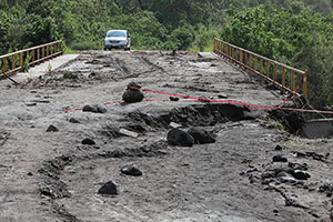 Lahar damage near Colima volcano following hurricane Patricia