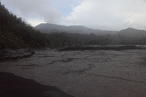 Flooding following torrential rain on Dukono volcano