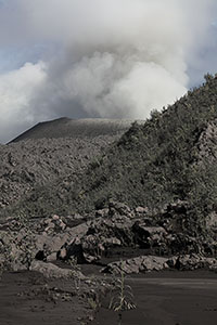 Dukono volcano steaming