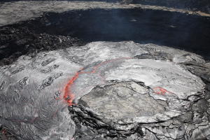 Erta Ale lava lake overflowing erupting