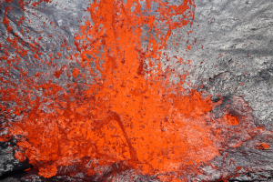 Violent lava fountain. Erta Ale Volcano lava lake.