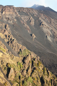 Volcanic dikes in Valle del Bove, Etna Volcano