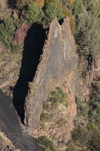 Etna Volcano,volcanic dike (sheetlike intrusion) exposed by erosion