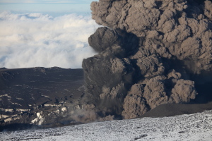 Aerial image, Eyjafjallajökull volcano 2010, ash eruptions