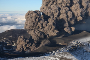 Aerial image, Eyjafjallajökull volcano, ash eruptions