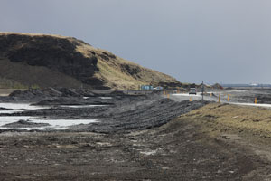Repaired icelandic main highway after floods