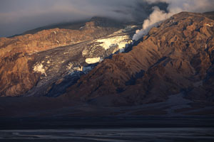 Eyjafjallajökull volcano Gigjökull glacier melted by lava flow