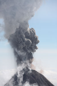 Fuego volcano eruption ash column 2007
