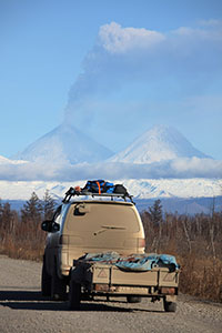 Driving to Kliuchevskoi volcano