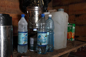 Thawing drinking water in mountain hut, Kamchatka Northern Group of Volcanoes