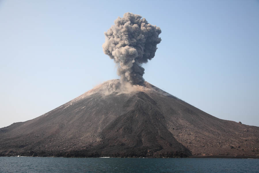 Anak Krakatau Volcano Island Strombolian Eruption 2008