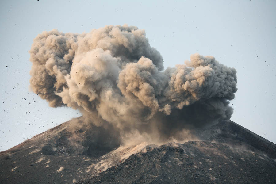 Strombolian Eruption with Ash Cloud.  Anak Krakatau Volcano 2008