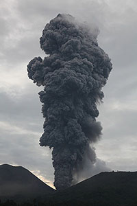 Towering ash cloud from Lokon-Empung volcano, Kawah Tompaluan crater, 6th December 2012