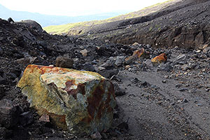 Geothermally altered large volcanic bomb, Lokon volcano