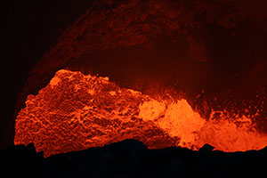Lava lake, looks like lava tunnel, Masaya volcano