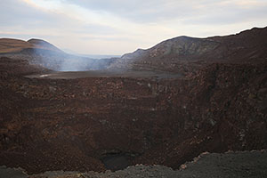 Masaya volcano - San Pedro crater, Santiago crater degassing behind