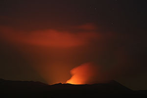 Masaya volcano illuminating nighttime sky