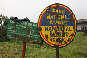 Nyiragongo National Park Sign Bullet Holes