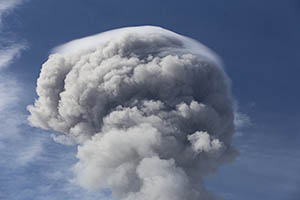 Cloud cap on ash cloud from Sabancaya volcano