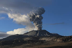 Sabancaya volcano erupting