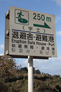 Sakurajima volcano, Evacuation route sign