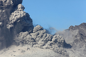 Sakurajima volcano, Japan, small pyroclastic flow