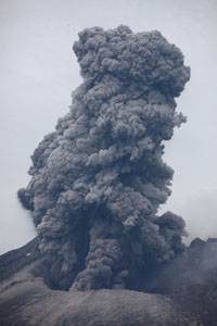 Vulcanian Eruption with rising ash cloud, Sakurajima Volcano, 2012