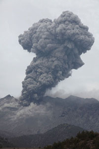Ash cloud from Vulcanian Eruption, Sakurajima Volcano, 2012