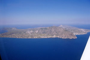 Aerial image of Santorini island from SSE