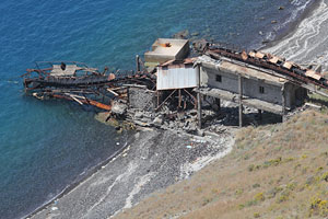 Loading ramp with conveyor belt, Fira pumice quarry, Santorini